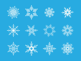 Fototapeta na wymiar Snowflakes set vector, winter decor elements for Christmas and New Year seasonal design