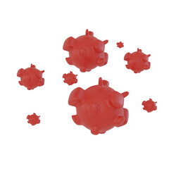 red virus 3d icon rendering illustration