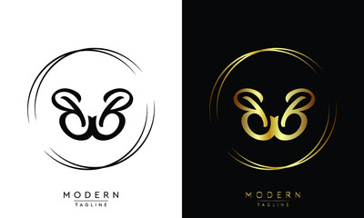 simple elegant bb minimal logo design vector creative template - obrazy, fototapety, plakaty