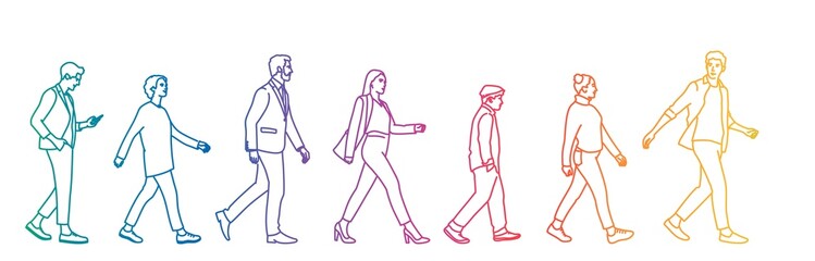 Obraz na płótnie Canvas Set of walking people (crowd).