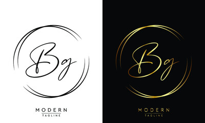 bg signature handwritten elegant logo design template vector