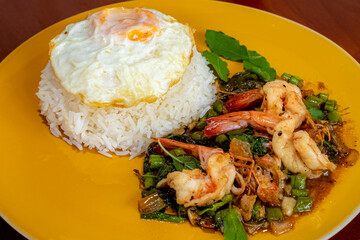 Shrimp Basil Fried Rice Thai food made to order.