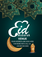 Eid mubarak islamic festival background with islamic lantern on pattern background