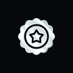 Badge silver plated metallic icon