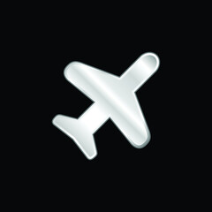 Obraz premium Airplane Silhouette silver plated metallic icon