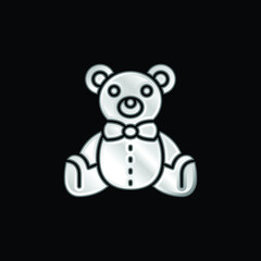 Bear silver plated metallic icon