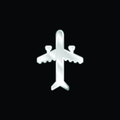 Aeroplane With Two Engines silver plated metallic icon