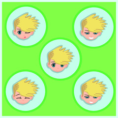 BOY BLOND HAIR WITH POSITIVE FACIAL EXPRESSIONS 