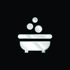 Bathtub silver plated metallic icon