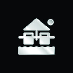 Beach silver plated metallic icon