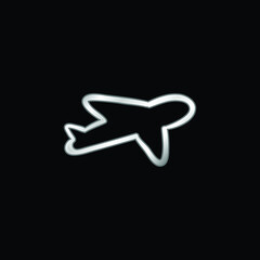 Airplane Outline silver plated metallic icon