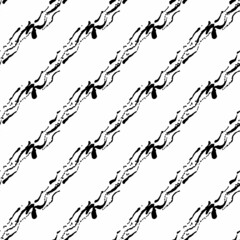 Vector Brush Seamless Pattern Grange Minimalist Geometric Design in Black Color. Modern Grung Collage Background for kids fabric and textile