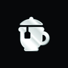 Big Tea Pot silver plated metallic icon