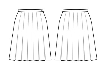 Fashion technical drawing of pleated mini skirt  - obrazy, fototapety, plakaty