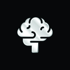 Brain silver plated metallic icon