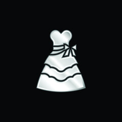 Bride Dress silver plated metallic icon