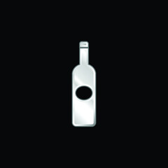 Bottle Dark Big Shape With Oval Label silver plated metallic icon
