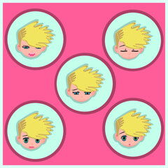 BOY BLOND HAIR WITH NEGATIVE FACIAL EXPRESSIONS 