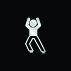 Boy Standing Up Stretching Leg silver plated metallic icon