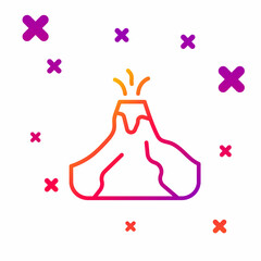 Color line Volcano eruption with lava icon isolated on white background. Gradient random dynamic shapes. Vector