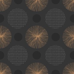 Pattern with trendy abstract colored rounds. Hand drawn line art design elements for wallpapers with circles, spots, drops, disk in modern style. Vector rounds illustration for texture and fabric.