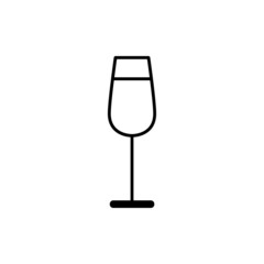 vector linear icon of a wine glass, champagne, isolated