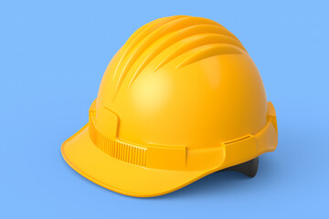 Yellow safety helmet or hard cap isolated on blue background
