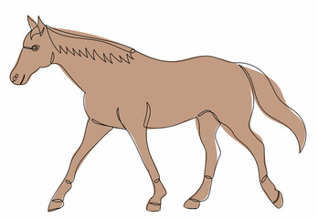horse walking one continuous line drawing vector
