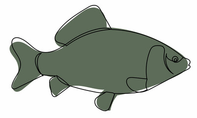 fish drawing one continuous line vector