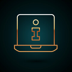 Gold line Information icon isolated on dark blue background. Vector