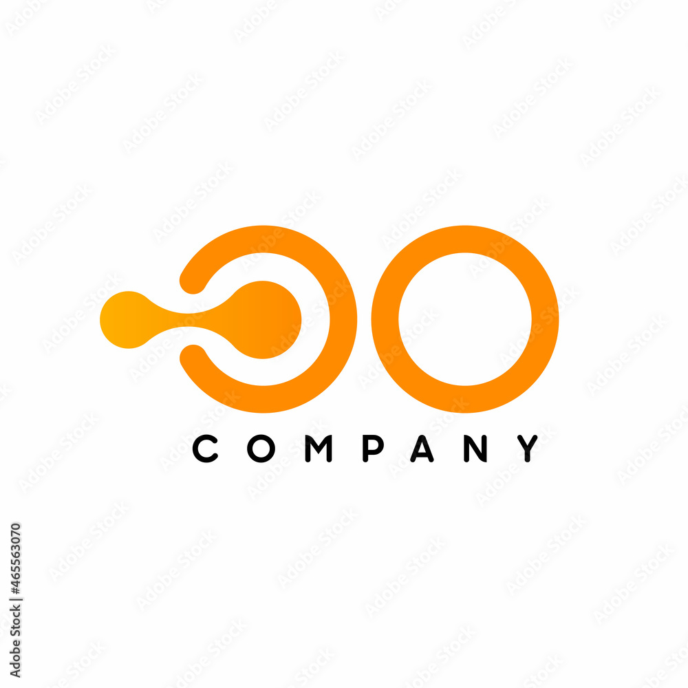 Poster Abstract Initial Orange Letter C and O Connected Linked Logo with dots. Usable for Business and Technology Logos. Flat Vector Logo Design Template Element.