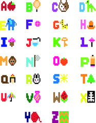 Alphabets Chart pixel art vector illustration.