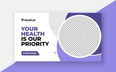 Medical healthcare youtube thumbnail and web banner template.Editable video thumbnail template