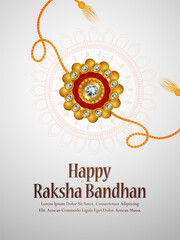 Happy raksha bandhan invitation flyer with creative rakhi on white background