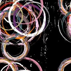 Foto op Canvas seamless abstract background pattern, with circles, paint strokes and splashes, on black © Kirsten Hinte
