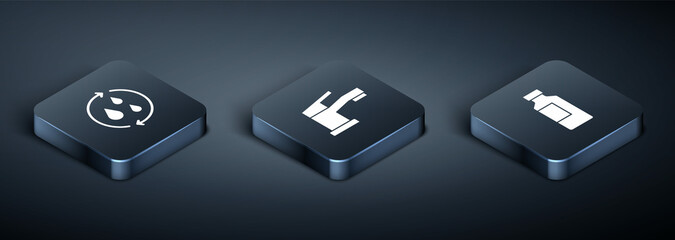 Naklejka premium Set Isometric Recycle clean aqua, Bottle of water and Water tap icon. Vector