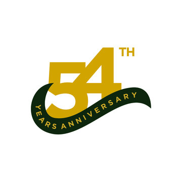 54 years anniversary. Anniversary template design concept with golden number , design for event, invitation card, greeting card, banner, poster, flyer, book cover and print. Vector Eps10