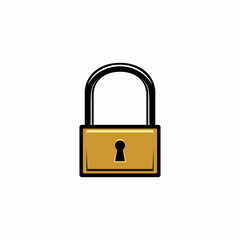 Padlock logo in gold color. door guards, cupboards, etc