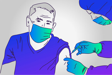 male protection mask injection vaccination gradient