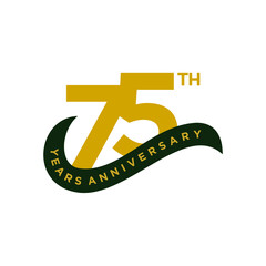 75 years anniversary. Anniversary template design concept with golden number , design for event, invitation card, greeting card, banner, poster, flyer, book cover and print. Vector Eps10