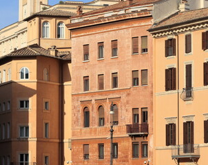Fototapeta premium Piazza Navona Square Brown Traditional House Facades in Rome, Italy