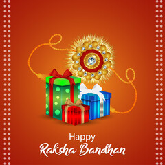 Happy raksha bandhan celebration greeting card with vector gifts