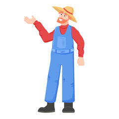 Man farmer standing. Young guy planting crops, gardening, working on farm, making local organic food.