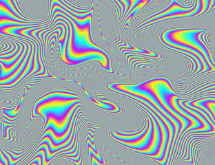 Hippie Trippy Psychedelic Rainbow Background LSD Colorful Wallpaper. Abstract Hypnotic Illusion. Hippie Retro Texture Glitch and Disco