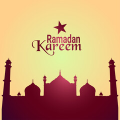 Ramadan kareem islamic festival greeting card with mosque