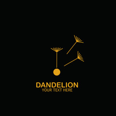 Dandelion logo vector illustration.Dandelion flower logo simple creative template on black background 