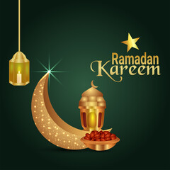 Ramadan kareem background with islamic lantern and moon