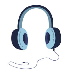 blue headphones. Vector illustration. isoaled on white flat cartoon