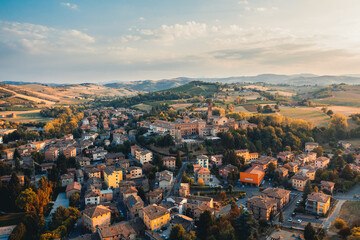 Fototapeta na wymiar Aerial view of Castelvetro village. Modena Italy.