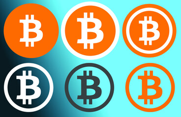 Bitcoin flat icon design vector, cryptocurrency isolated coin symbol,